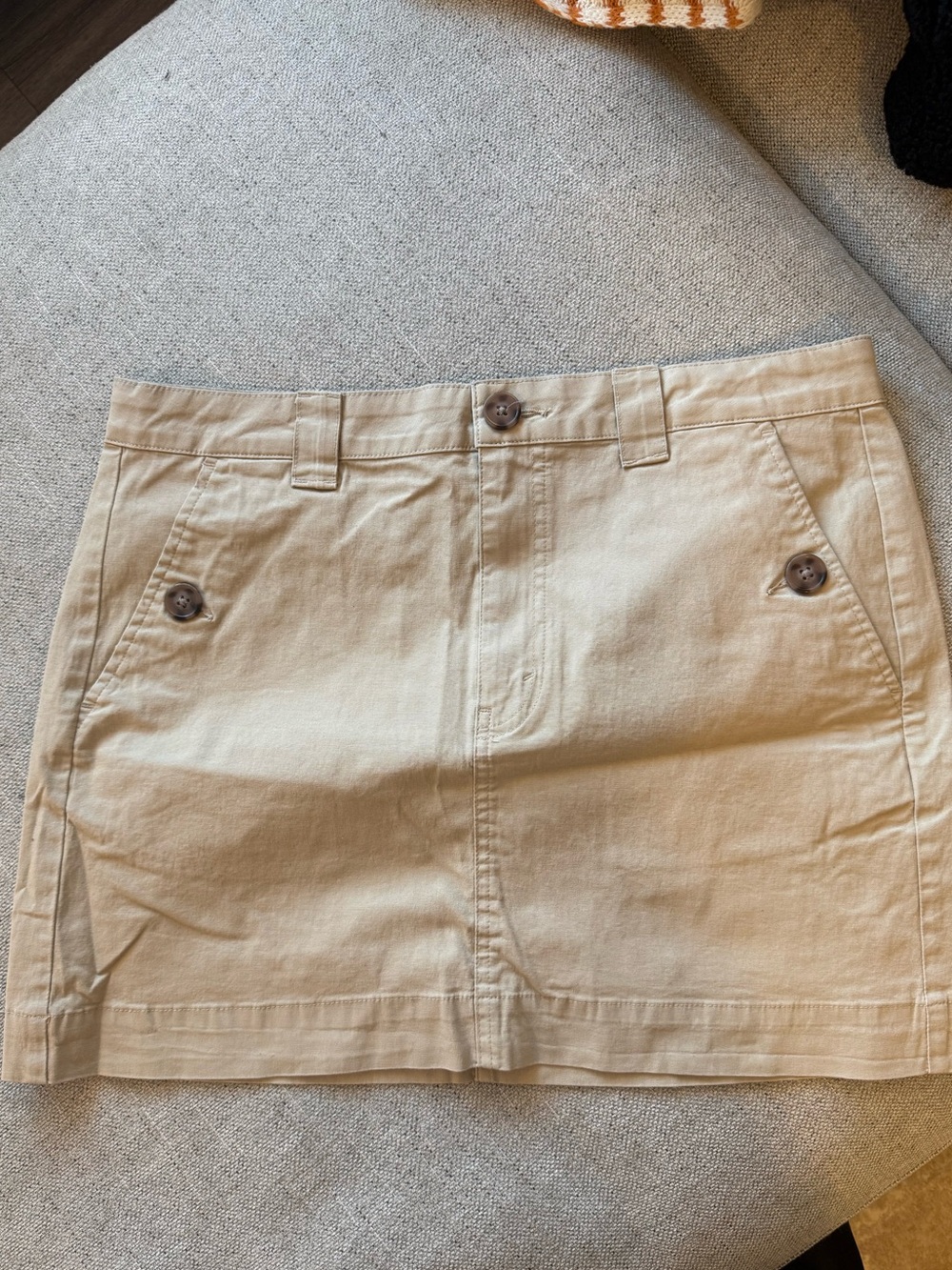 wild fable Beige Button-Accent Cotton Mini Skirt
